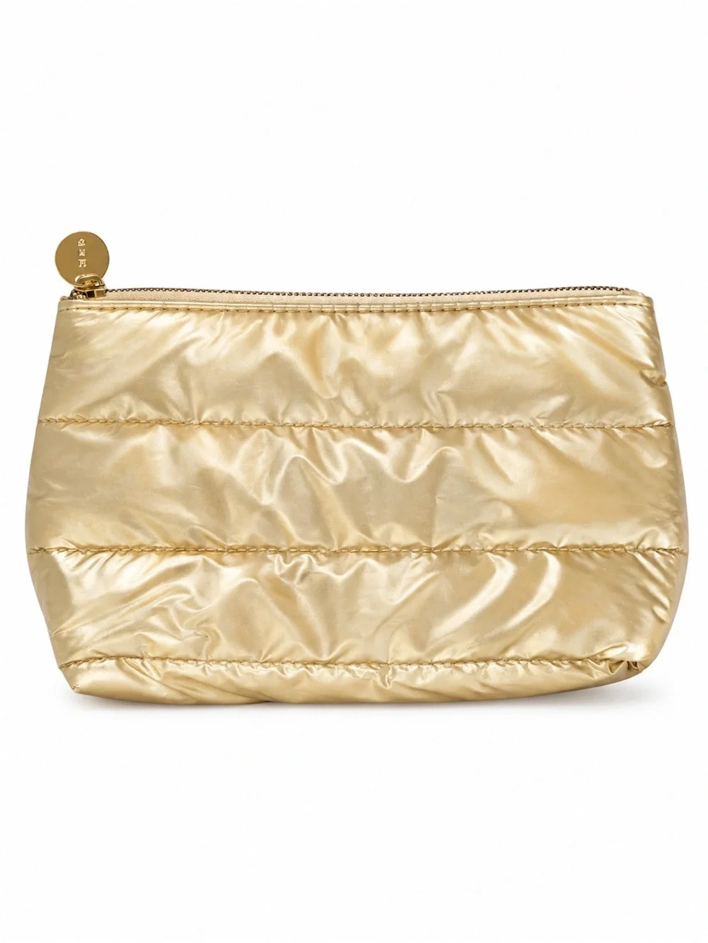 Metallic Gold Puffer cosmetic Pouch